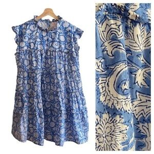 Hampton House Blue White Floral Tiered Mini Dress